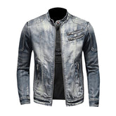 Chaqueta vaquera estilo biker con lavado vintage